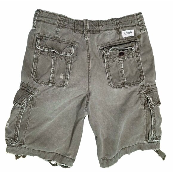 Y2K Abercrombie Fitch Cargo Shorts Mens 31 Military Paratrooper Distressed Green - Picture 3 of 14